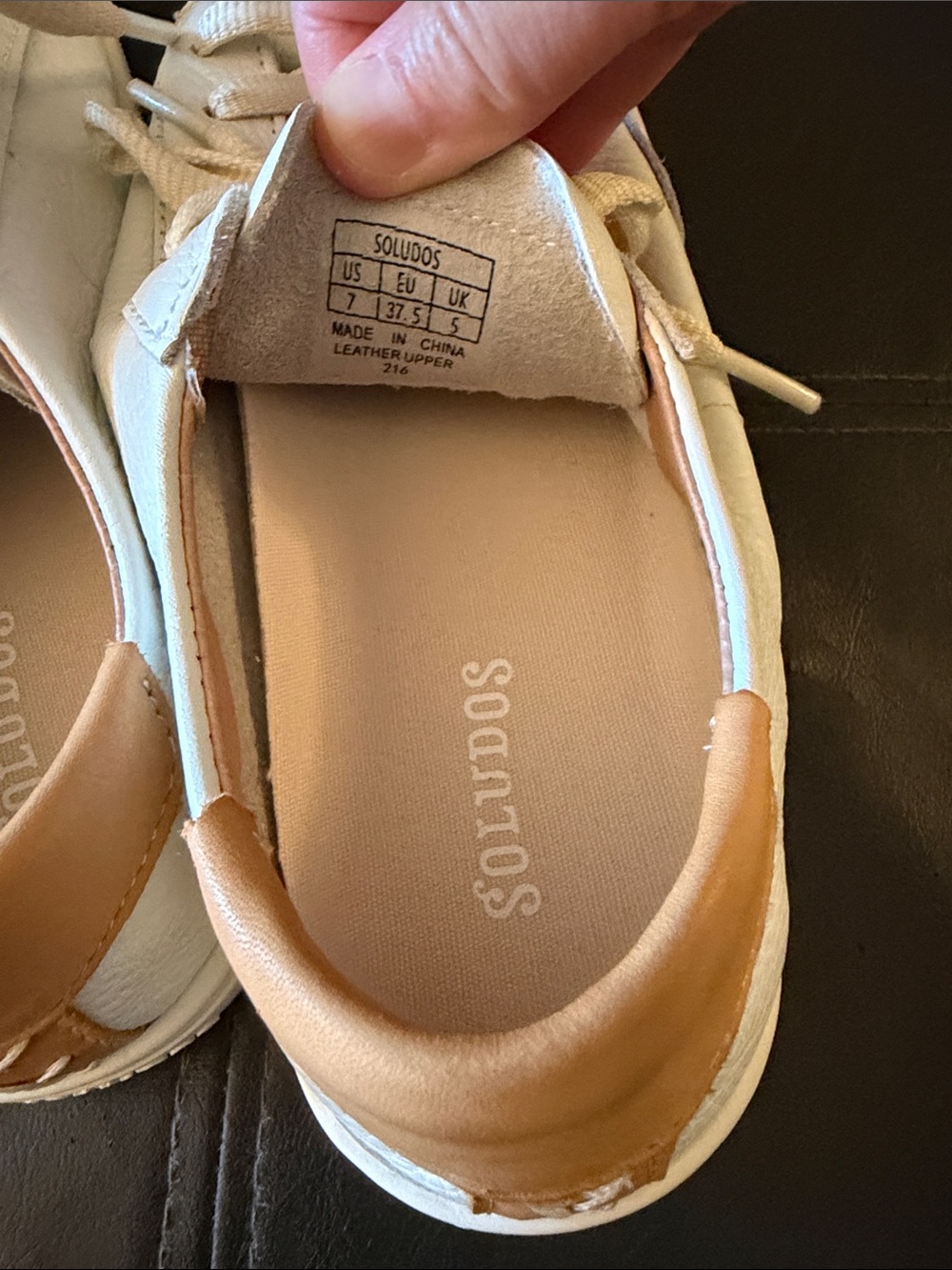 Soludos White Leather Classic Ibiza Sneakers with Tan Heel Accent - Picture 4 of 7